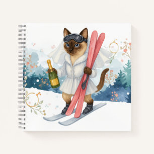 Skiën voor vrijgezellenfeest Siamese kat liefhebbe Notitieboek