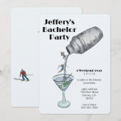 Skiën vrijgezellenfeest weekend kaart (Voorkant / Achterkant)