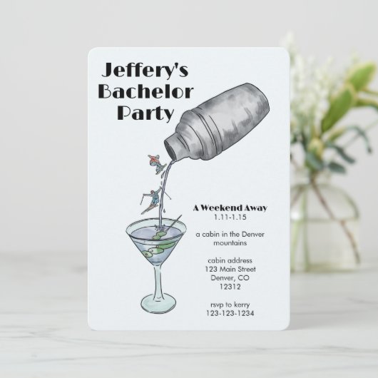 Skiën vrijgezellenfeest weekend kaart (Staand voorkant)