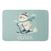 Skiën Whimsical Schattige Polar Beer gepersonalise Badmat (Voorkant)