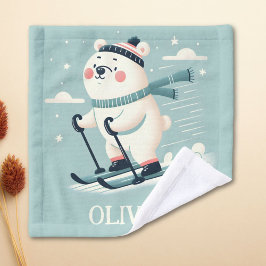 Skiën Whimsical Schattige Polar Beer gepersonalise Washandje