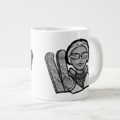 Skiën winter grote koffiekop (Voorkant rechts)