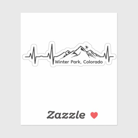 Skiën Winter Park Hartslag Sticker (Vel)