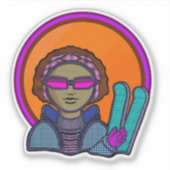 Skiën winter sticker (Voorkant)