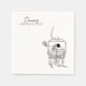 Skiën Winter Wedding cocktail servet (Voorkant)