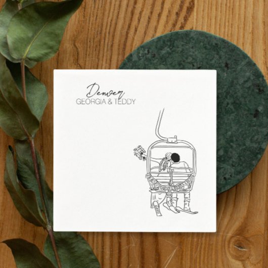 Skiën Winter Wedding cocktail servet