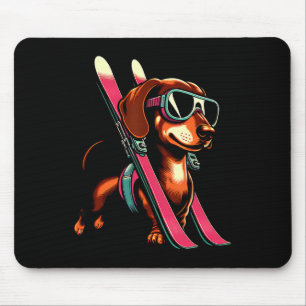 Skiën Worstelhond Berg Winter Bril Stijl Muismat