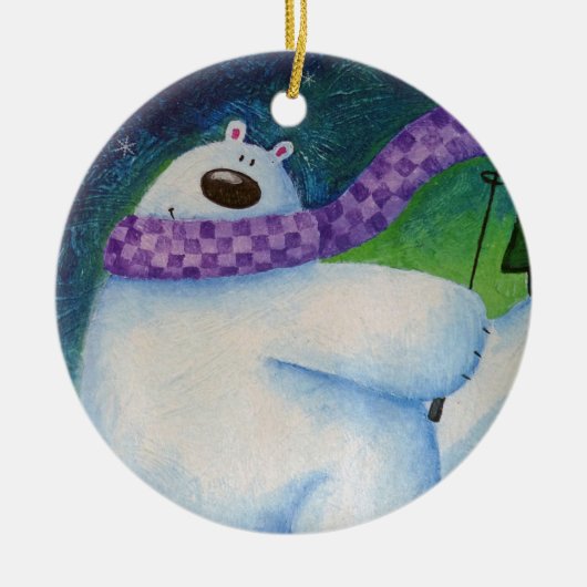 Skiend Beer keramisch Ornament (Voorkant)