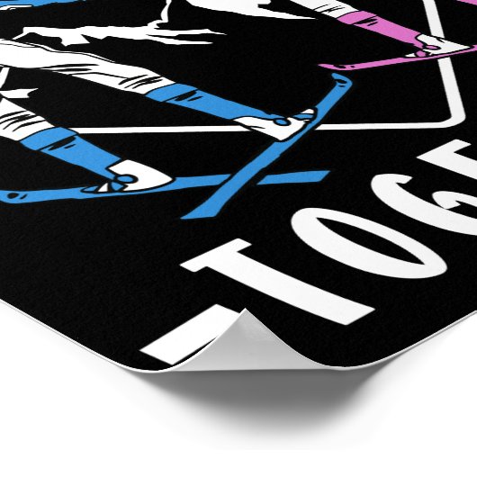 Skiend Couple We Ski-Long Together Skier Winter Poster (Hoek)