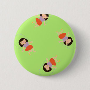 Skiend meisje op groen ronde button 5,7 cm