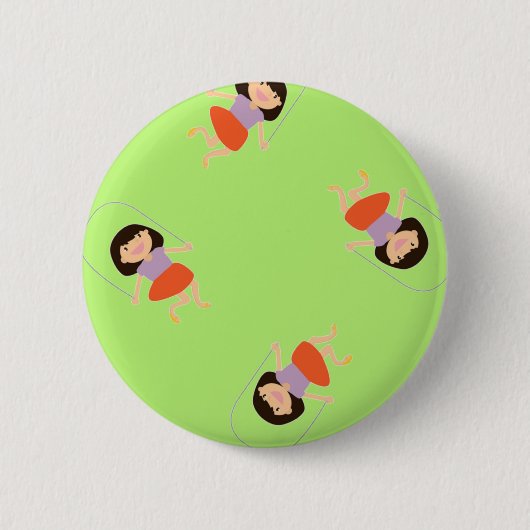 Skiend meisje op groen ronde button 5,7 cm (Voorkant)