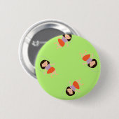 Skiend meisje op groen ronde button 5,7 cm (Voorkant /achterkant)