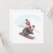 Skiende gorilla platte kerstkaart kaart (Voorkant / Achterkant in situ)