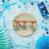 Skiende jongens, Old Scandinavian, Kerstmis Papieren Bordje (Feest)