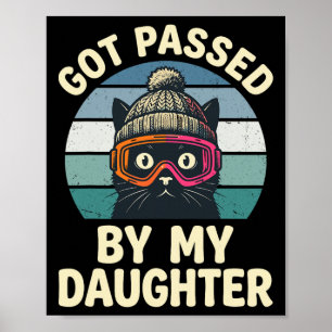Skiënde Kat Retro Vintage Geraakt Door Mijn Dochte Poster
