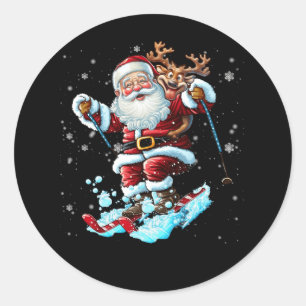 Skiende Kerstkerstski Winter Sport X-Mas Paja Ronde Sticker