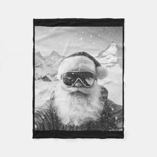 Skiende Kerstman Selfie Kerstmis Fleece Deken (Voorkant)