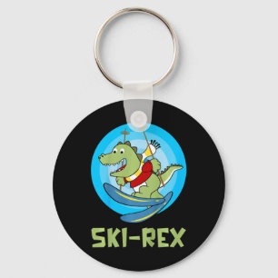 Skiende Kinderen Ski-rex Grappige Dino Peuter Grap Sleutelhanger