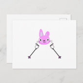Skiende konijn met skipolen briefkaart (Voorkant / Achterkant)