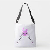 Skiende konijn met skipolen crossbody tas (Voorkant)