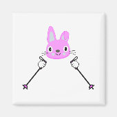 Skiende konijn met skipolen magneet (Voorkant)