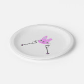 Skiende konijn met skipolen papieren bordje (Gekanteld)