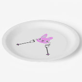 Skiende konijn met skipolen papieren bordje (Gekanteld)