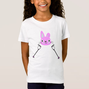 Skiende konijn met skipolen t-shirt