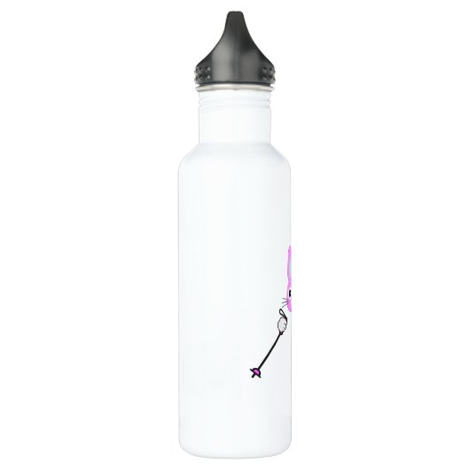 Skiende konijn met skipolen waterfles  (Links)