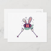 Skiende konijn met skistenpolen en skibrillen briefkaart (Voorkant / Achterkant)