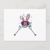 Skiende konijn met skistenpolen en skibrillen briefkaart (Voorkant)