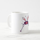 Skiende konijn met skistenpolen en skibrillen koffiemok (Voorkant links)