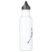 Skiende konijn met skistenpolen en skibrillen waterfles  (Links)