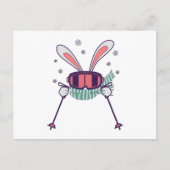 Skiende konijn met skistenski-brillen en sjaal briefkaart (Voorkant)