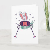 Skiende konijn met skistenski-brillen en sjaal kaart (Voorkant)