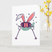 Skiende konijn met skistenski-brillen en sjaal kaart (Gele Bloem)