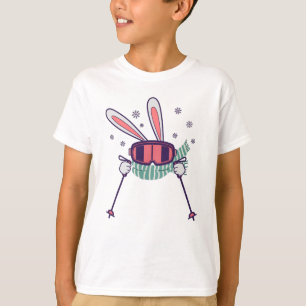 Skiende konijn met skistenski-brillen en sjaal t-shirt