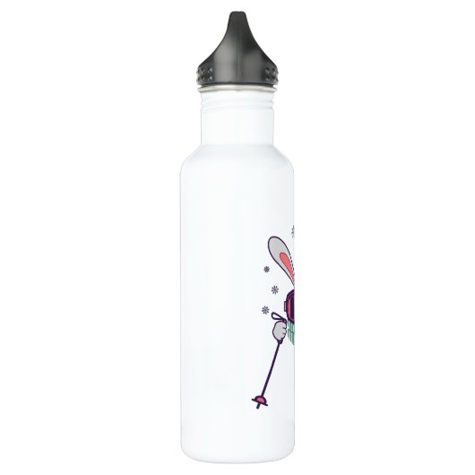 Skiende konijn met skistenski-brillen en sjaal waterfles  (Links)