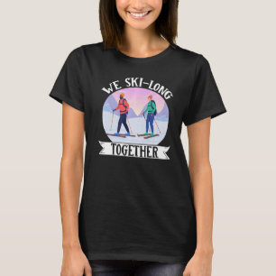 Skiende paar we skieren lang samen skier Winter Sp T-shirt