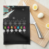 Skiende Pinguïn Kerstmis Theedoek (Quarter Fold)