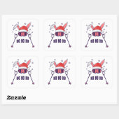 Skiende Santa Rabbit met Santa Hat en skipistes Vierkante Sticker (Vel)