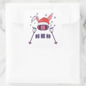 Skiende Santa Rabbit met Santa Hat en skipistes Vierkante Sticker (Tas)