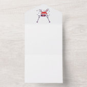 Skiende Santa Rabbit met Santa Hat en skistokken S All In One Uitnodiging (Binnen)