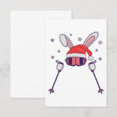 Skiende Santa Rabbit met Santa Hat en skistokken S Bedankkaart (Voorkant / Achterkant)