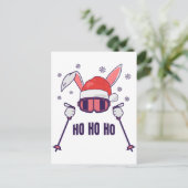 Skiende Santa Rabbit met Santa Hat en skistokken S Briefkaart (Staand voorkant)