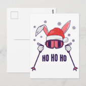 Skiende Santa Rabbit met Santa Hat en skistokken S Briefkaart (Voorkant / Achterkant)
