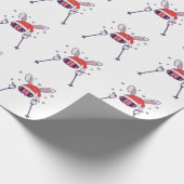 Skiende Santa Rabbit met Santa Hat en skistokken S Cadeaupapier (Hoek)