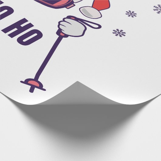 Skiende Santa Rabbit met Santa Hat en skistokken S Cadeaupapier (Hoek)