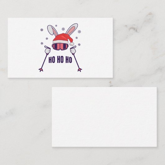 Skiende Santa Rabbit met Santa Hat en skistokken S Informatiekaartje (Voorkant / Achterkant)