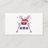 Skiende Santa Rabbit met Santa Hat en skistokken S Informatiekaartje (Voorkant)